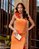 VESTIDO DE FESTA AMANDA CREPE ACETINADO - LARANJA - Imagem 2