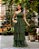 VESTIDO DE FESTA NEW FLOWERS TULE BRILHO - VERDE OLIVA - Imagem 1