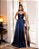 VESTIDO DE FESTA MANUELA T.Q.C TAFETÁ - AZUL MARINHO - Imagem 1