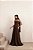 VESTIDO DE FESTA MAITÊ SAIA PLISSADA CHOKER - MARROM - Imagem 1