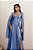 VESTIDO DE FESTA GLAMOUR COM CAPA CREPE ACETINADO - AZUL SERENITY - Imagem 1