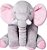 Elefante Velboa 60 cm - Cinza Com Rosa - Imagem 1
