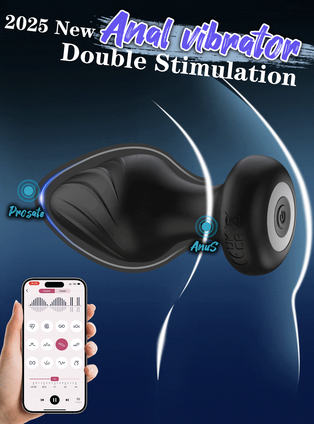 Plug anal de silicone 9 modos de vibrador por app - Imagem 16