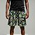 Shorts Tactel Estampado Masculino Preto com detalhes Verde - Imagem 1