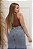 Saia Jeans Longa Midi Feminina Cintura Alta Com Fenda - Imagem 4