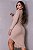 Vestido Gola Manga Longa- Nude - Imagem 3