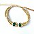 PULSEIRA DE BOLINHAS,  PEDRAS DE CRISTAL VERDE E ZIRCÔNIAS BRANCAS. - Imagem 1