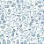 Papel de Parede Adesivo Vinil Lavável Cozinha Utensilios Alimentos Azul Desenho - Imagem 3