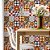Papel de Parede Adesivo Vinil Azulejo Hidraulico Vermelho Amarelo Cozinha Área Gourmet - Imagem 2