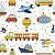 Papel de Parede Adesivo Vinil Bebê Carro Balão Trem Navio Quarto Infantil - Imagem 3