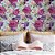 Papel de Parede Adesivo Vinil Flor Floral Roxa Pintura Turquesa Vintage Quarto Menina - Imagem 1