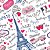 Papel de Parede Adesivo Vinil França Paris Rosa Azul Escritas Teen Moderno Menina Quarto - Imagem 3