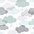 Papel de Parede Adesivo Vinil Nuvem Chuva Cinza Azul Turquesa Fofo Quarto Infantil - Imagem 3
