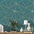 Papel de Parede Adesivo Vinil Zara Verde Turquesa e Dourado Triangulos Geométrico Sala Quarto - Imagem 1
