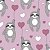 Papel de Parede Adesivo Vinil Bicho Preguiça Corações Desenho Rosa Cinza Quarto Infantil - Imagem 4