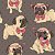 Papel de Parede Adesivo Vinil Cachorros Pug Rosa Fofo Geek Moderno Quarto Infantil - Imagem 4