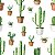 Papel de Parede Adesivo Vinil Pintura Aquarela Cactos Plantas Vasos Verde Quarto Cozinha - Imagem 4