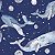 Papel de Parede Adesivo Vinil Pintura Baleias Céu Constelação Estrelas Azul Aquarela Quarto Infantil - Imagem 4