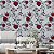 Papel de Parede Adesivo Vinil Rosas Vermelha Flores Vintage Cinza Quarto Sala Cozinha - Imagem 1