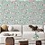 Papel de Parede Adesivo Vinil De Sala Rosa Flor Floral Azul Turquesa Pintura Sala Quarto - Imagem 1