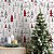 Papel de Parede Adesivo Vinil Árvore Natal Estampa Pinheiros Bege Cinza Vermelho Sala - Imagem 1