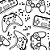 Papel de Parede Adesivo Vinil Gamer Game Jogo Boy Controle joystick Preto e Branco Quarto Geek - Imagem 4
