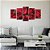 Quadro Mosaico Kit 5 Partes Rosa Vermelha Zoom Flores Elegante Sala Quarto - Imagem 6
