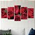 Quadro Mosaico Kit 5 Partes Rosa Vermelha Zoom Flores Elegante Sala Quarto - Imagem 4