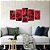 Quadro Mosaico Kit 5 Partes Rosa Vermelha Zoom Flores Elegante Sala Quarto - Imagem 3