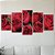 Quadro Mosaico Kit 5 Partes Rosa Vermelha Zoom Flores Elegante Sala Quarto - Imagem 5