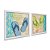 Kit 2 Quadros Decorativos Quadrado Pares de Chinelo Azul e Verde Madeira Praia Pintura Divertido Moderno 21cm x 21cm - Imagem 1