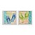 Kit 2 Quadros Decorativos Quadrado Pares de Chinelo Azul e Verde Madeira Praia Pintura Divertido Moderno 21cm x 21cm - Imagem 2