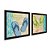 Kit 2 Quadros Decorativos Quadrado Pares de Chinelo Azul e Verde Madeira Praia Pintura Divertido Moderno 21cm x 21cm - Imagem 3