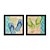 Kit 2 Quadros Decorativos Quadrado Pares de Chinelo Azul e Verde Madeira Praia Pintura Divertido Moderno 21cm x 21cm - Imagem 4