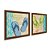 Kit 2 Quadros Decorativos Quadrado Pares de Chinelo Azul e Verde Madeira Praia Pintura Divertido Moderno 21cm x 21cm - Imagem 5