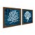 Kit 2 Quadros Decorativos Quadrado Azul Marinho Corais Mar Praia Vintage Pintura Madeira 21cm x 21cm - Imagem 5