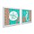 Kit 2 Quadros Decorativos Quadrado Azul Turquesa Cavalo Marinho Concha Mar Praia Vintage Pintura Madeira 21cm x 21cm - Imagem 1