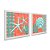 Kit 2 Quadros Decorativos Quadrado Vermelho e Turquesa Concha Estrela do Mar Praia Vintage Pintura Madeira 21cm x 21cm - Imagem 1
