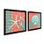 Kit 2 Quadros Decorativos Quadrado Vermelho e Turquesa Concha Estrela do Mar Praia Vintage Pintura Madeira 21cm x 21cm - Imagem 3