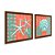 Kit 2 Quadros Decorativos Quadrado Vermelho e Turquesa Concha Estrela do Mar Praia Vintage Pintura Madeira 21cm x 21cm - Imagem 5
