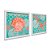 Kit 2 Quadros Decorativos Quadrado Turquesa e Vermelho Concha Estrelas Praia Vintage Pintura Madeira 21cm x 21cm - Imagem 1