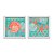 Kit 2 Quadros Decorativos Quadrado Turquesa e Vermelho Concha Estrelas Praia Vintage Pintura Madeira 21cm x 21cm - Imagem 2