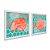 Kit 2 Quadros Decorativos Quadrado Vermelho e Turquesa Concha Corais Mar Praia Vintage Pintura Madeira 21cm x 21cm - Imagem 1