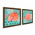 Kit 2 Quadros Decorativos Quadrado Vermelho e Turquesa Concha Corais Mar Praia Vintage Pintura Madeira 21cm x 21cm - Imagem 5