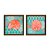Kit 2 Quadros Decorativos Quadrado Vermelho e Turquesa Concha Corais Mar Praia Vintage Pintura Madeira 21cm x 21cm - Imagem 6