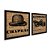 Kit 2 Quadros Decorativos Quadrado Sépia Marrom Bege Chapéu Carro Antigo Elegante Vintage Pintura 21cm x 21cm - Imagem 3