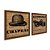 Kit 2 Quadros Decorativos Quadrado Sépia Marrom Bege Chapéu Carro Antigo Elegante Vintage Pintura 21cm x 21cm - Imagem 5