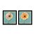Kit 2 Quadros Decorativos Quadrado Turquesa Flores Papoulas Bege Elegante Vintage Pintura 21cm x 21cm - Imagem 4