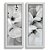 Kit 2 Quadros Lavabo Lirio Branco Flor Cinza Floral Preto - Imagem 1
