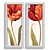 Kit 2 Quadros Lavabo Efeito Vermelho Sala Flor Pintura - Imagem 1